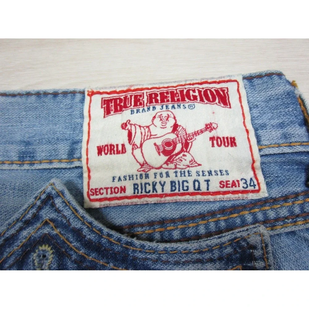 True Religion Men's Designer Jeans - Ricky Big QT USA Straight 43x34 Flap